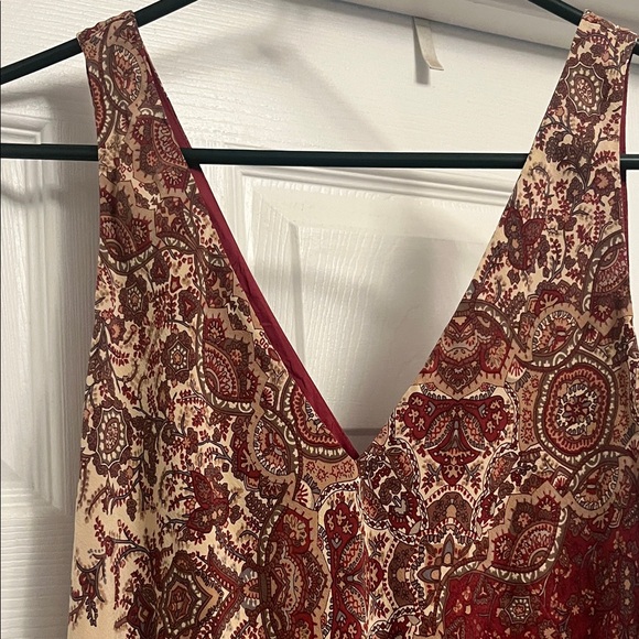 Banana Republic 100% Silk Lined Red and Brown Patterned Dress - Picture 5 of 5